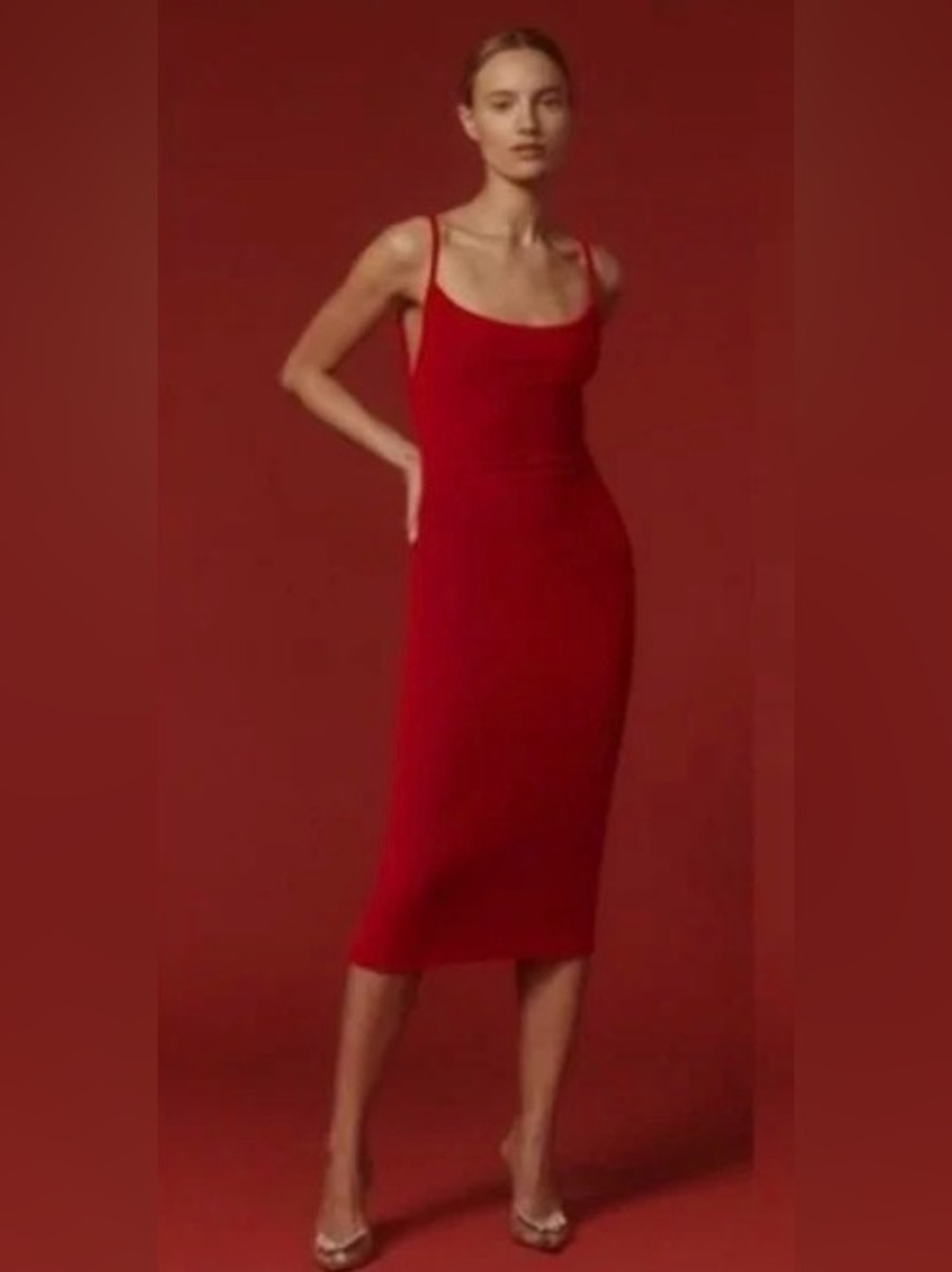 Reformation Merel Velvet Dress - Red - Picture 2 of 7